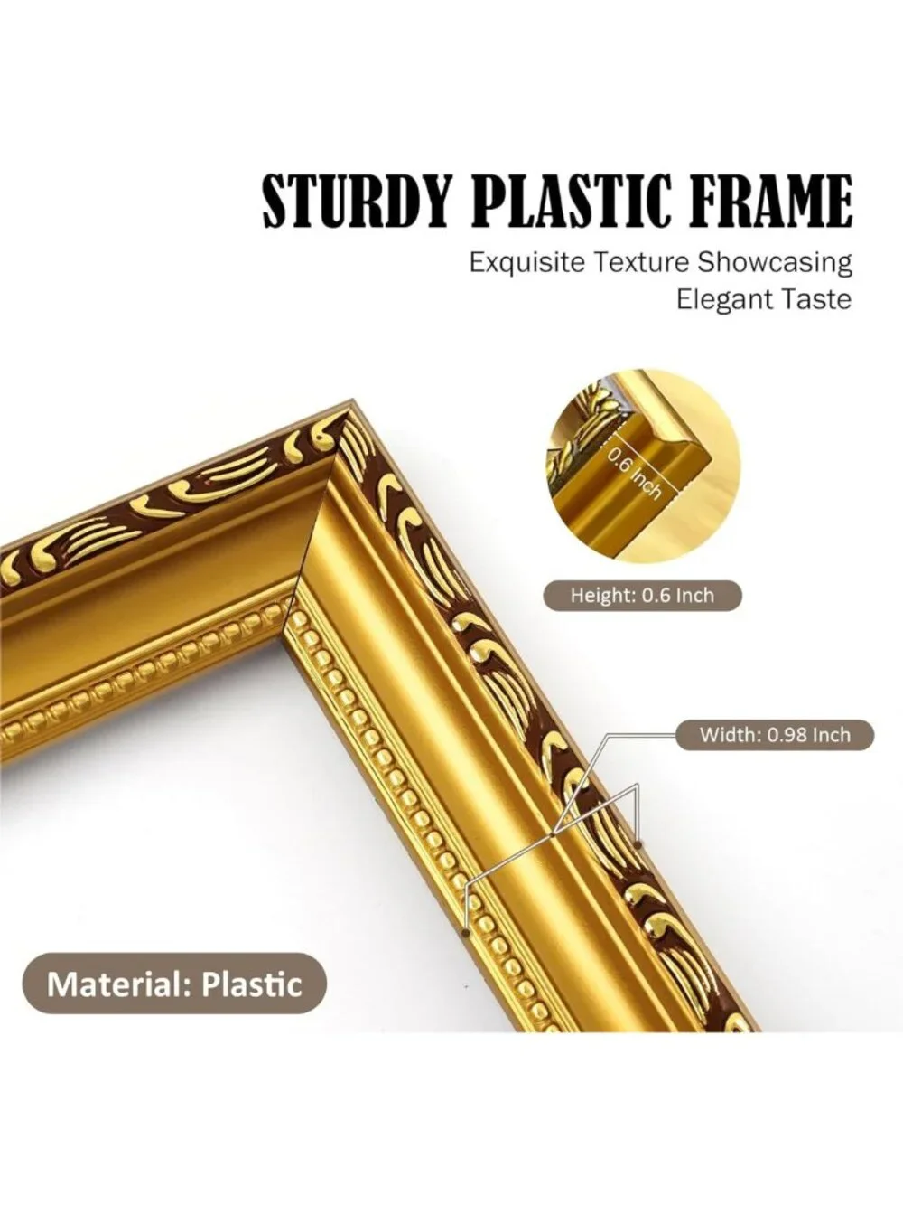 Elegant 8x10 Gold Picture Frame - Wall Hanging & Tabletop Display, Vintage Style